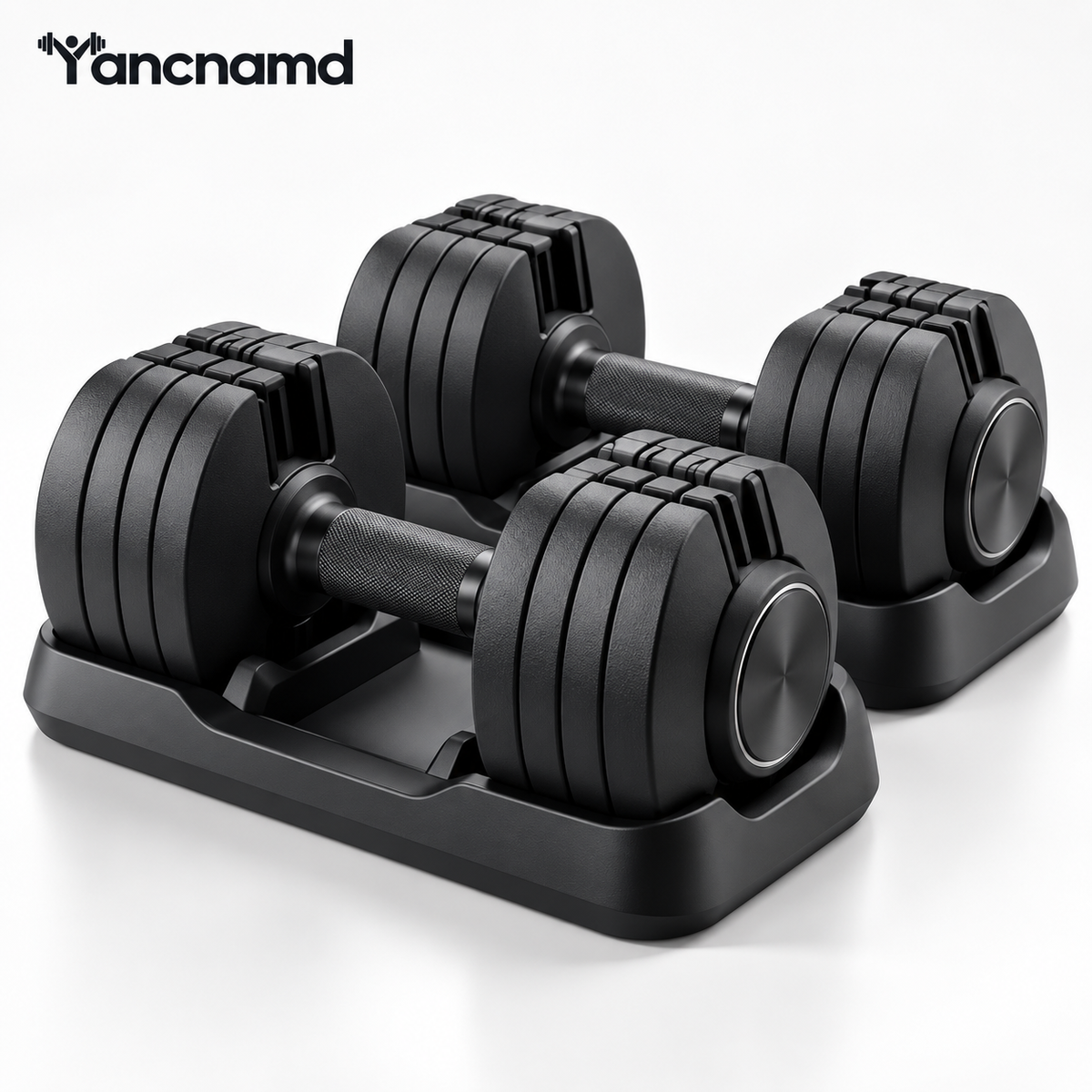 Adjustable Dumbbell Set with Storage Cradles