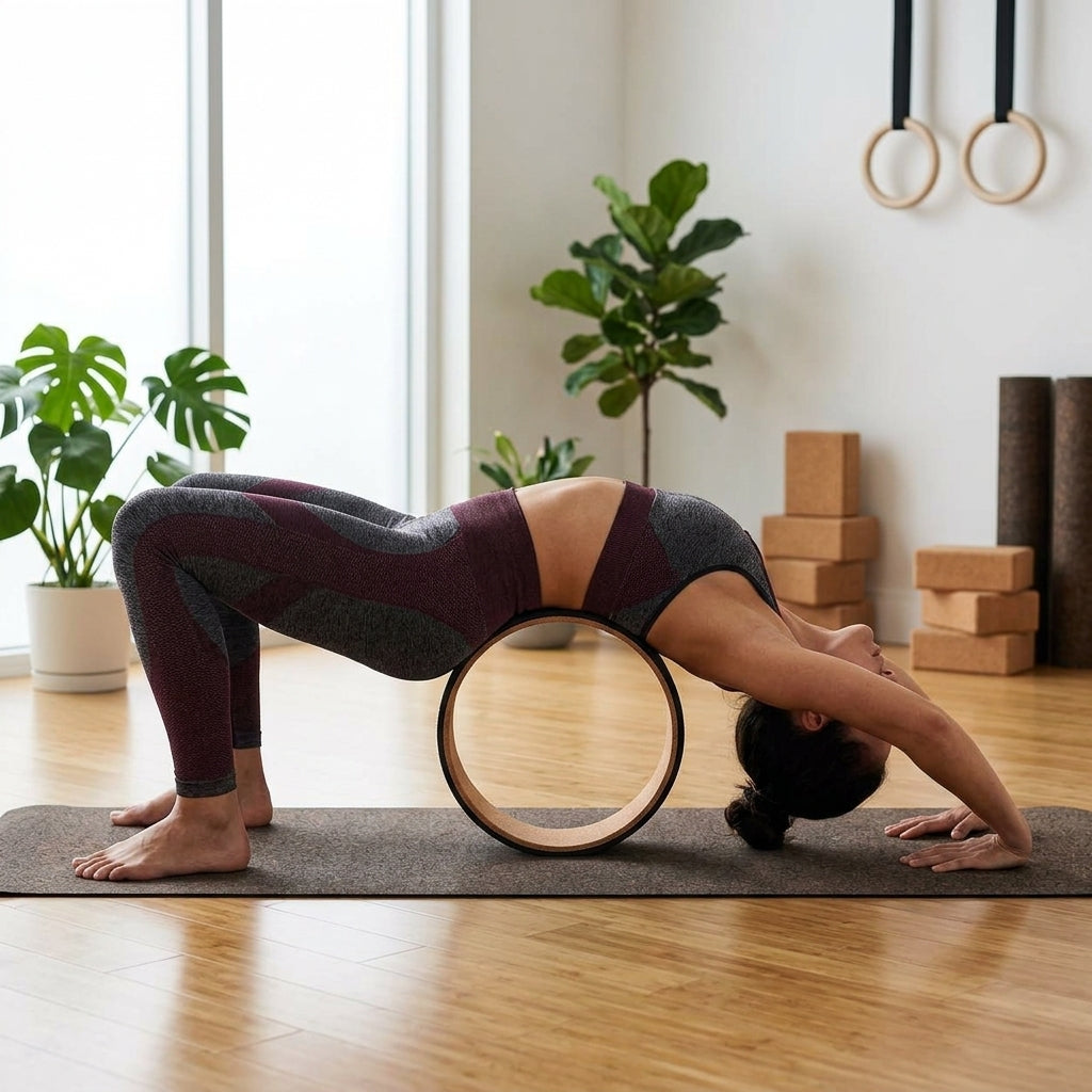 Cork-Lined Yoga Wheel