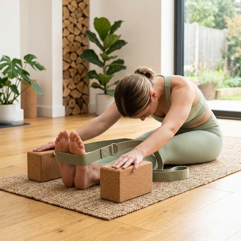 Cork Yoga Block & Stretch Strap Set